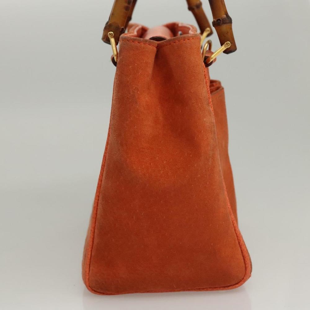 GUCCI Bamboo Hand Bag Suede 2way Orange Gold 000 123 0316 Auth 118353 - Picture 4 of 16